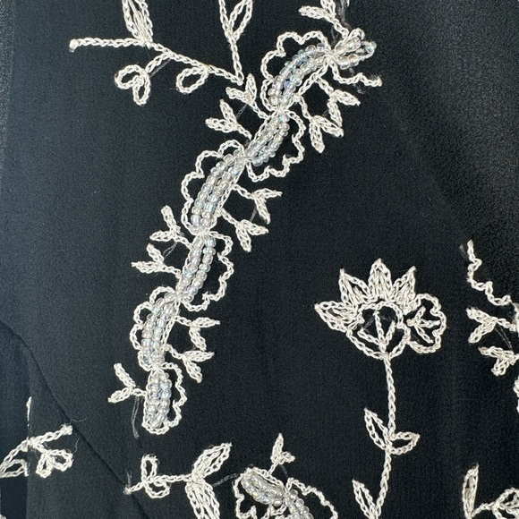 Papell Vintage 100% Silk Top Womens‎ Size XL 80s 90s Embroidered Beaded Glam - Picture 5 of 8